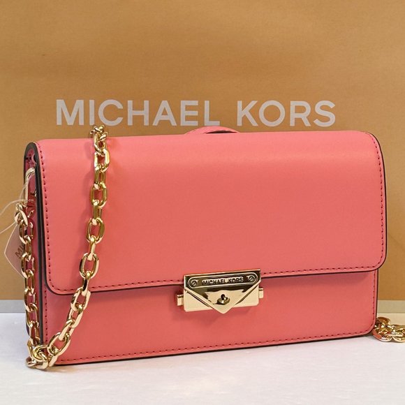 Michael Kors CECE Medium Shoulder Crossbody Chain Bag Clutch Tea Rose - Picture 1 of 13